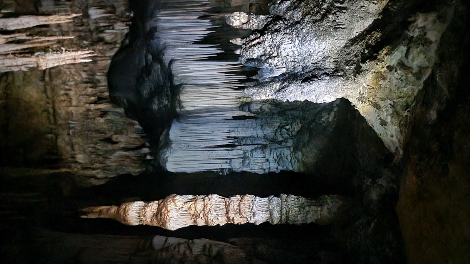 Stalactites and stalagmites in a cave